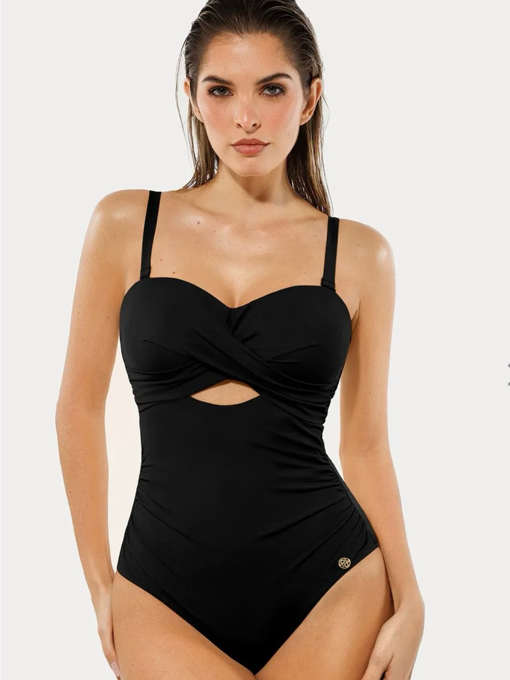 Popilush Twist & Shirred Sculpting One-Piece with Removable Straps size S